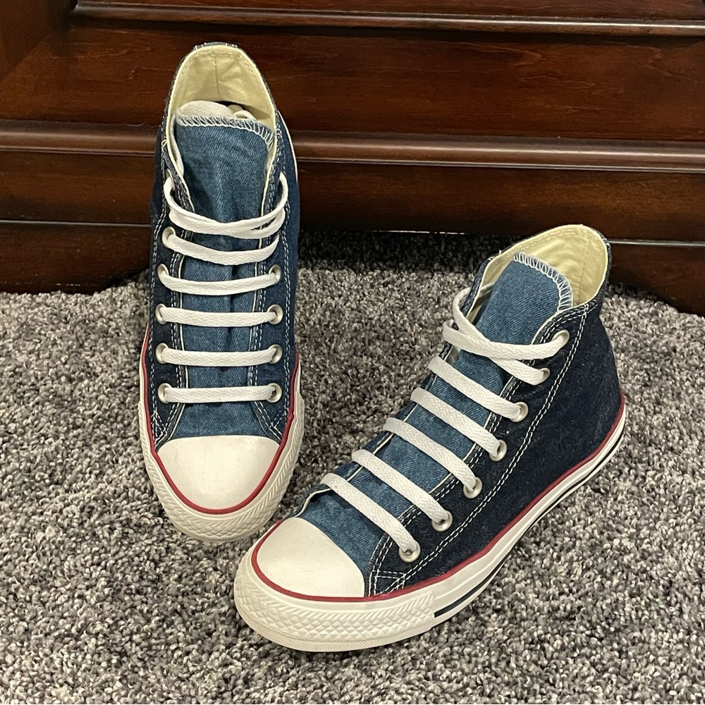 Converse All Star Two-Tone Blue Denim High-Top Sneakers Size W7/M5